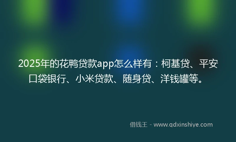 2025年的花鸭贷款app怎么样有：柯基贷、平安口袋银行、小米贷款、随身贷、洋钱罐等。