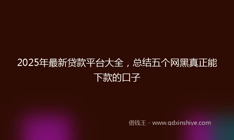 2025年最新贷款平台大全，总结五个网黑真正能下款的口子