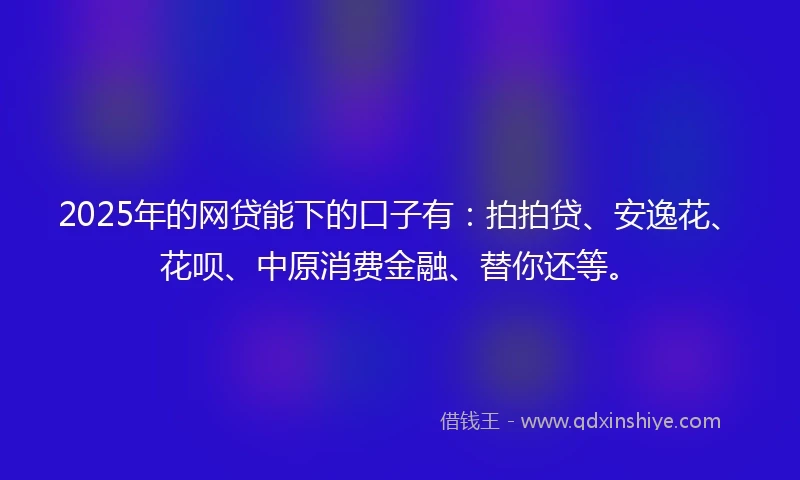 2025年的网贷能下的口子有：拍拍贷、安逸花、花呗、中原消费金融、替你还等。