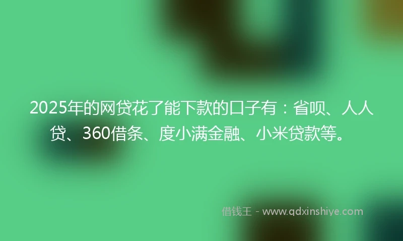 2025年的网贷花了能下款的口子有：省呗、人人贷、360借条、度小满金融、小米贷款等。