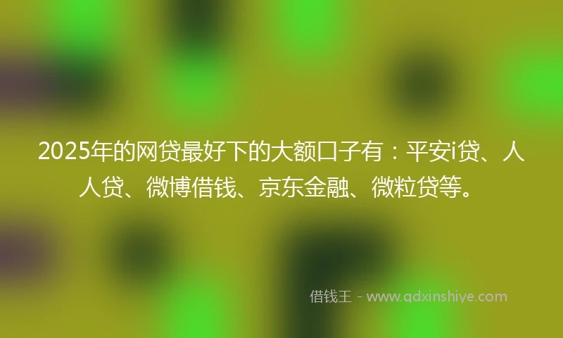 2025年的网贷最好下的大额口子有：平安i贷、人人贷、微博借钱、京东金融、微粒贷等。