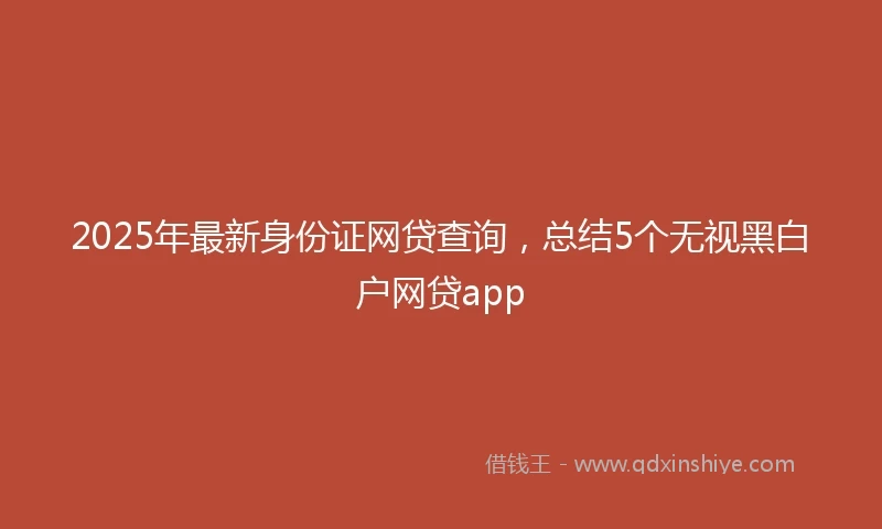 2025年最新身份证网贷查询,总结5个无视黑白户网贷app