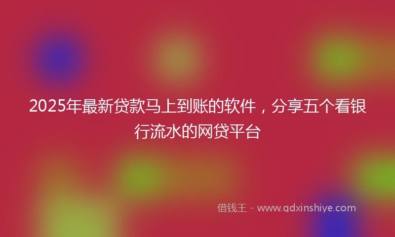 2025年最新贷款马上到账的软件，分享五个看银行流水的网贷平台