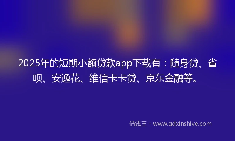 2025年的短期小额贷款app下载有：随身贷、省呗、安逸花、维信卡卡贷、京东金融等。