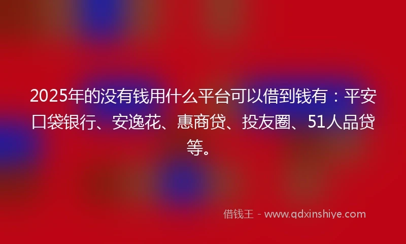 2025年的没有钱用什么平台可以借到钱有：平安口袋银行、安逸花、惠商贷、投友圈、51人品贷等。