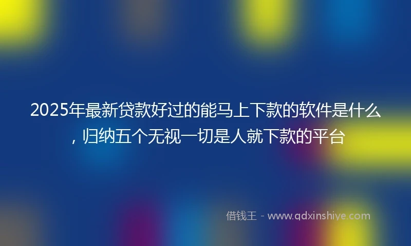 2025年最新贷款好过的能马上下款的软件是什么，归纳五个无视一切是人就下款的平台