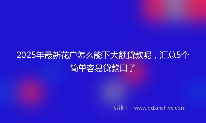 2025年最新花户怎么能下大额贷款呢，汇总5个简单容易贷款口子
