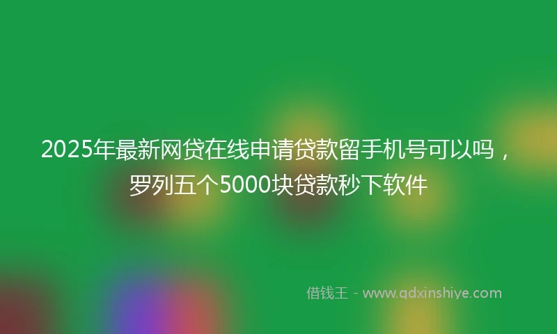 2025年最新网贷在线申请贷款留手机号可以吗，罗列五个5000块贷款秒下软件