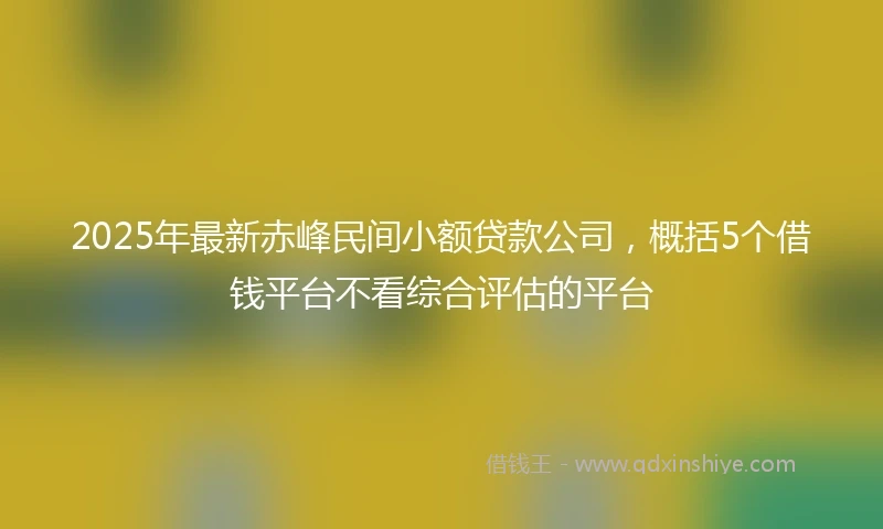 2025年最新赤峰民间小额贷款公司，概括5个借钱平台不看综合评估的平台