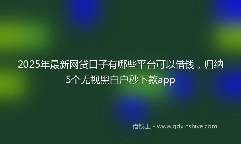 2025年最新网贷口子有哪些平台可以借钱，归纳5个无视黑白户秒下款app