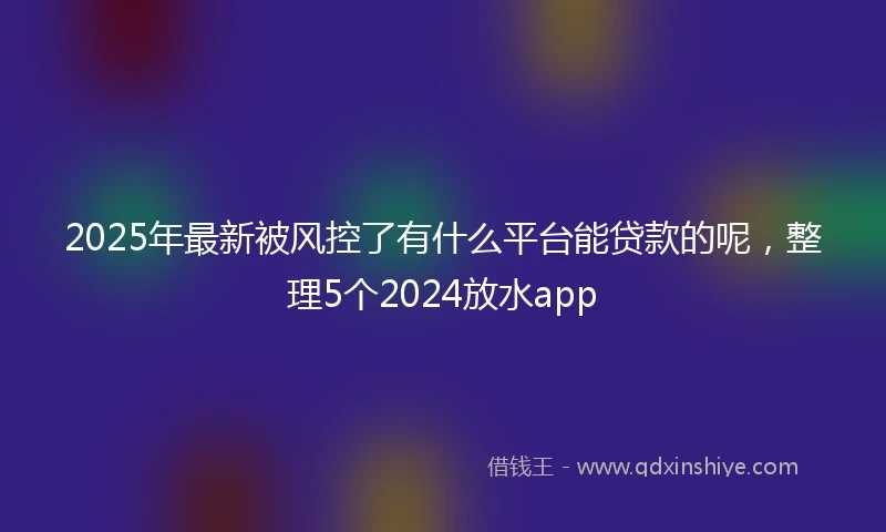 2025年最新被风控了有什么平台能贷款的呢,整理5个2024放水app