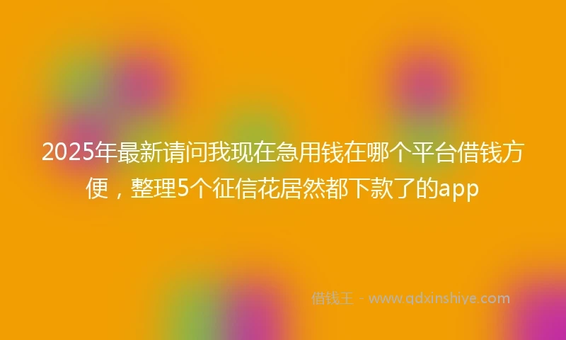 2025年最新请问我现在急用钱在哪个平台借钱方便，整理5个征信花居然都下款了的app
