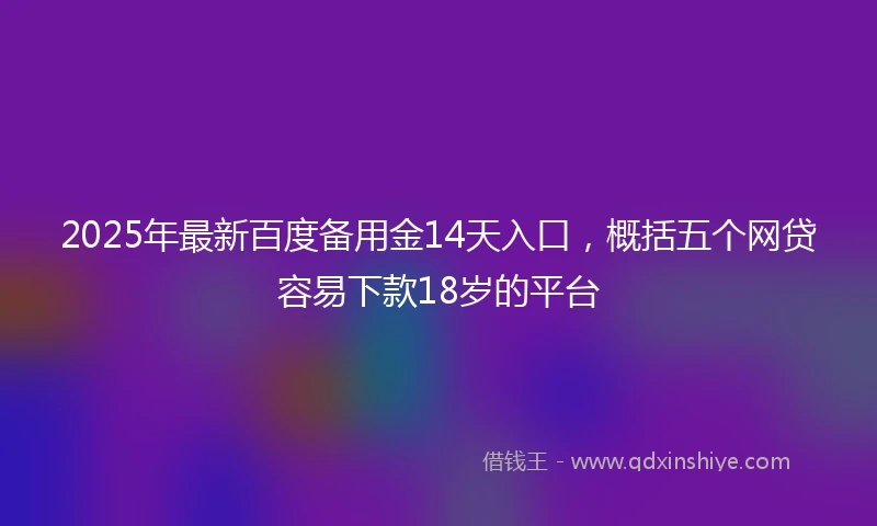 2025年最新百度备用金14天入口，概括五个网贷容易下款18岁的平台