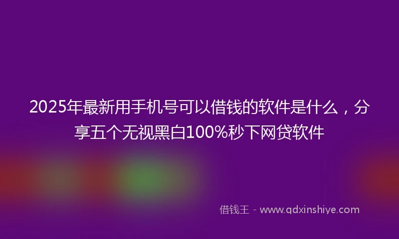 2025年最新用手机号可以借钱的软件是什么，分享五个无视黑白100%秒下网贷软件
