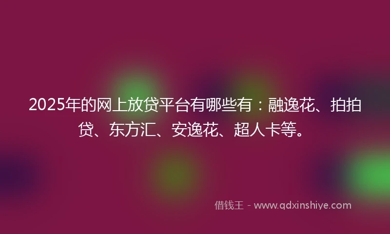 2025年的网上放贷平台有哪些有：融逸花、拍拍贷、东方汇、安逸花、超人卡等。