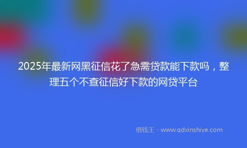 2025年最新网黑征信花了急需贷款能下款吗，整理五个不查征信好下款的网贷平台