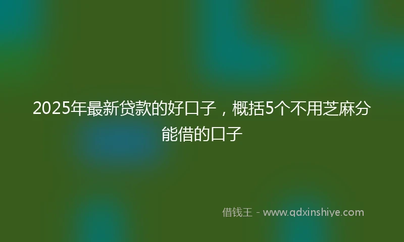 2025年最新贷款的好口子，概括5个不用芝麻分能借的口子