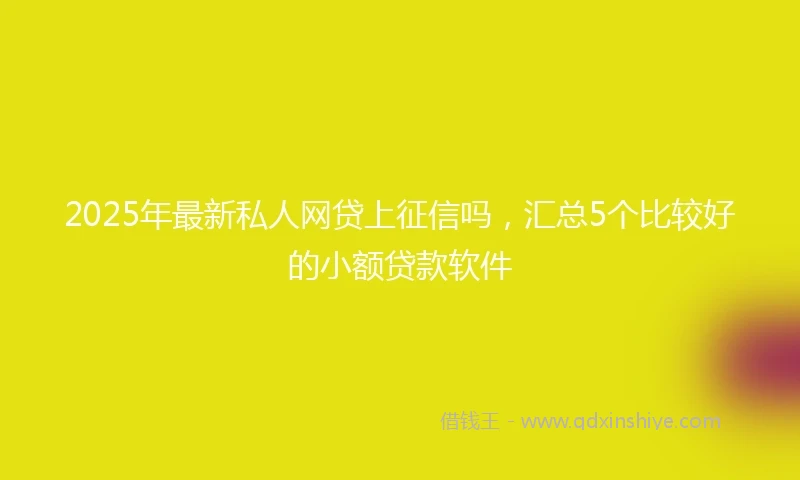 2025年最新私人网贷上征信吗，汇总5个比较好的小额贷款软件