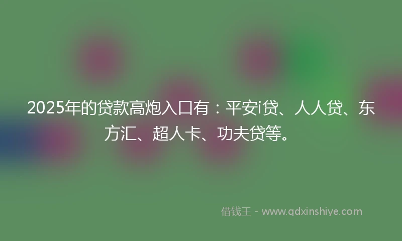 2025年的贷款高炮入口有：平安i贷、人人贷、东方汇、超人卡、功夫贷等。