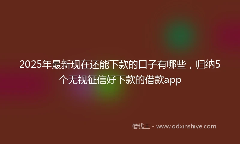 2025年最新现在还能下款的口子有哪些，归纳5个无视征信好下款的借款app