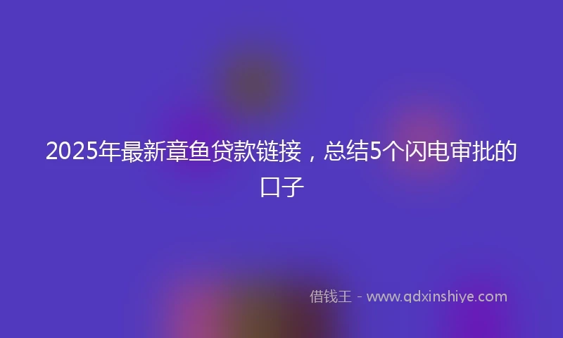 2025年最新章鱼贷款链接，总结5个闪电审批的口子