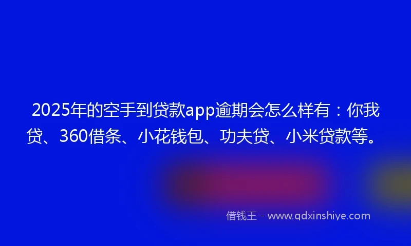 2025年的空手到贷款app逾期会怎么样有：你我贷、360借条、小花钱包、功夫贷、小米贷款等。