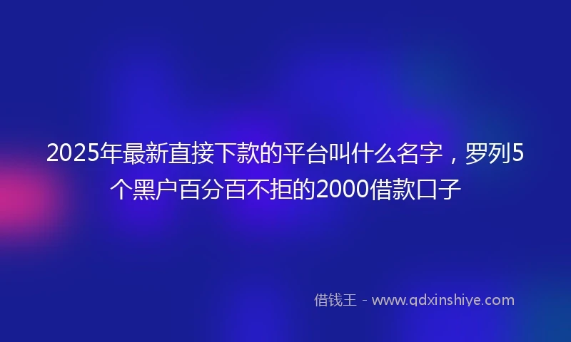 2025年最新直接下款的平台叫什么名字，罗列5个黑户百分百不拒的2000借款口子