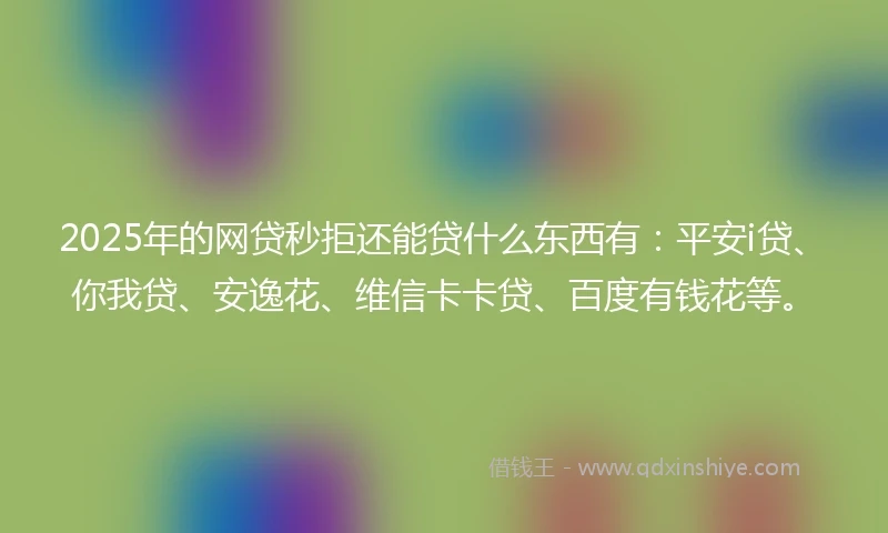2025年的网贷秒拒还能贷什么东西有：平安i贷、你我贷、安逸花、维信卡卡贷、百度有钱花等。