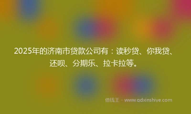 2025年的济南市贷款公司有：读秒贷、你我贷、还呗、分期乐、拉卡拉等。