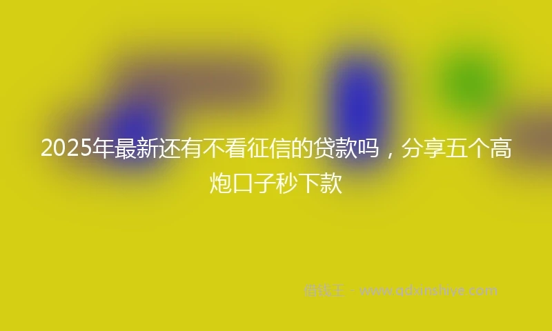 2025年最新还有不看征信的贷款吗，分享五个高炮口子秒下款