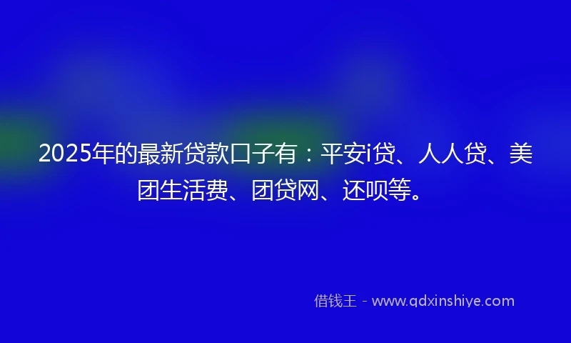2025年的最新贷款口子有：平安i贷、人人贷、美团生活费、团贷网、还呗等。