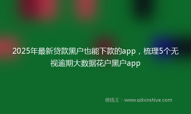 2025年最新贷款黑户也能下款的app，梳理5个无视逾期大数据花户黑户app