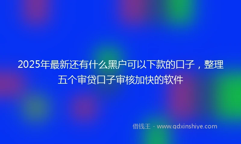 2025年最新还有什么黑户可以下款的口子,整理五个审贷口子审核加快的软件