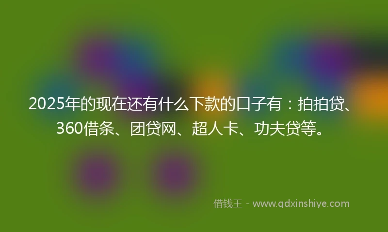 2025年的现在还有什么下款的口子有：拍拍贷、360借条、团贷网、超人卡、功夫贷等。