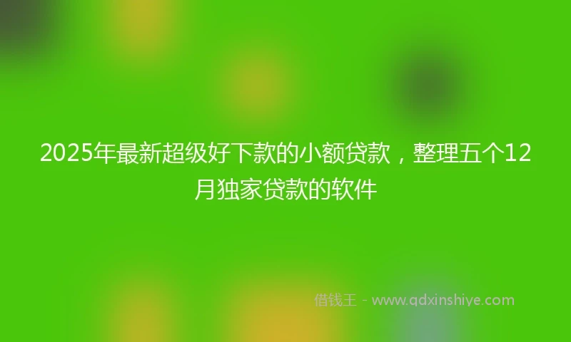 2025年最新超级好下款的小额贷款，整理五个12月独家贷款的软件