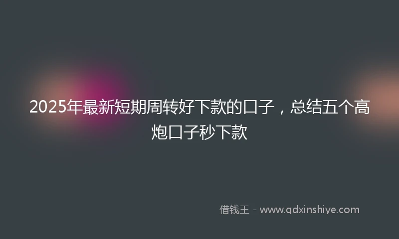 2025年最新短期周转好下款的口子，总结五个高炮口子秒下款