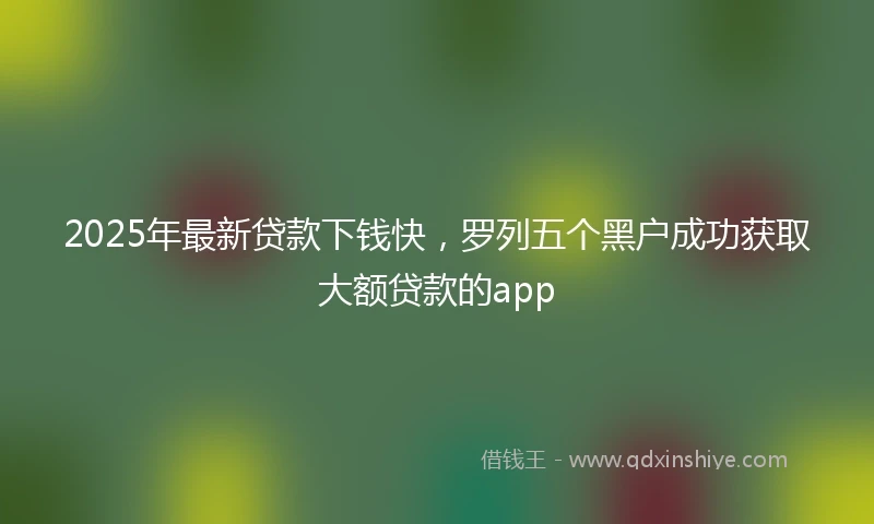 2025年最新贷款下钱快,罗列五个黑户成功获取大额贷款的app