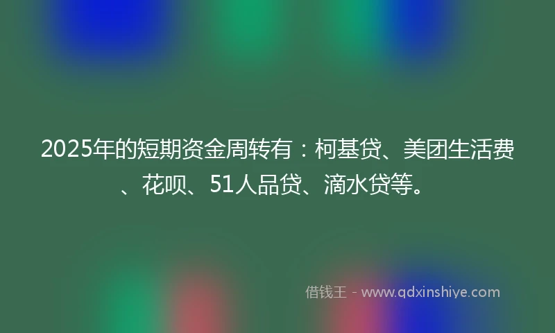 2025年的短期资金周转有：柯基贷、美团生活费、花呗、51人品贷、滴水贷等。