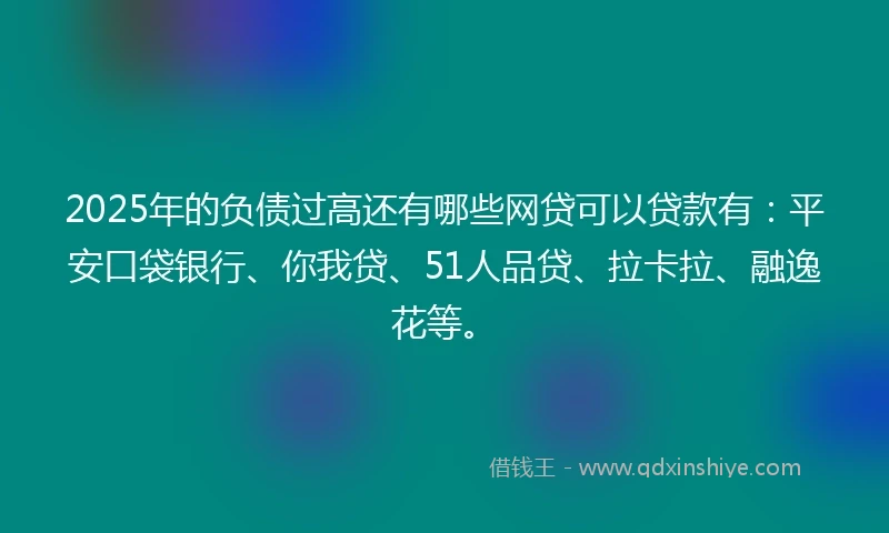 2025年的负债过高还有哪些网贷可以贷款有：平安口袋银行、你我贷、51人品贷、拉卡拉、融逸花等。