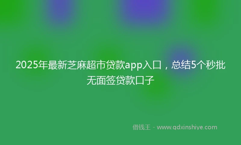 2025年最新芝麻超市贷款app入口，总结5个秒批无面签贷款口子