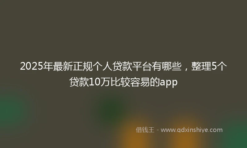 2025年最新正规个人贷款平台有哪些,整理5个贷款10万比较容易的app