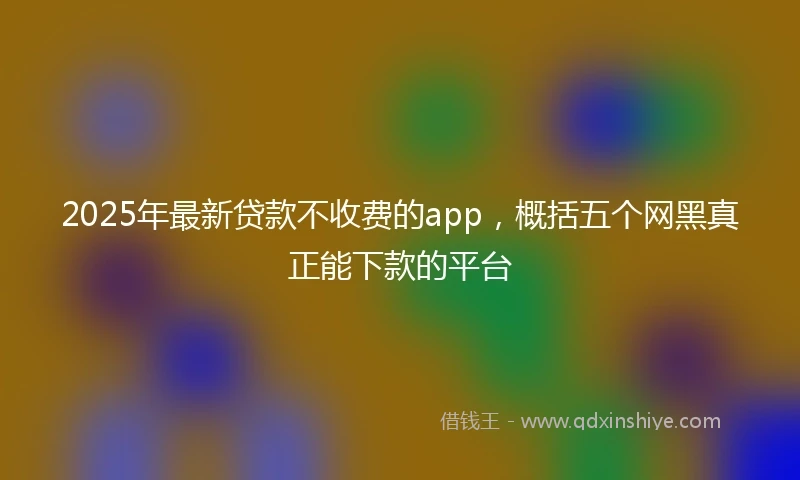 2025年最新贷款不收费的app,概括五个网黑真正能下款的平台