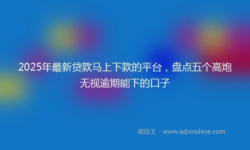 2025年最新贷款马上下款的平台，盘点五个高炮无视逾期能下的口子