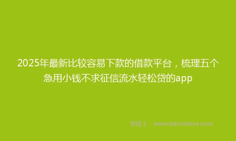 2025年最新比较容易下款的借款平台，梳理五个急用小钱不求征信流水轻松贷的app