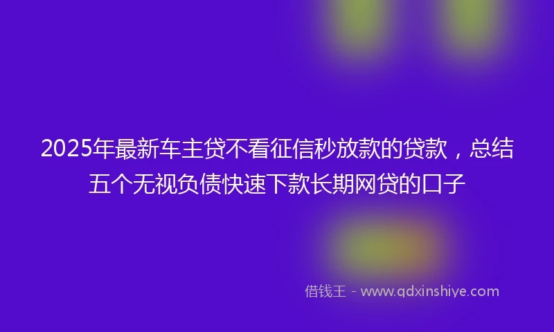 2025年最新车主贷不看征信秒放款的贷款，总结五个无视负债快速下款长期网贷的口子