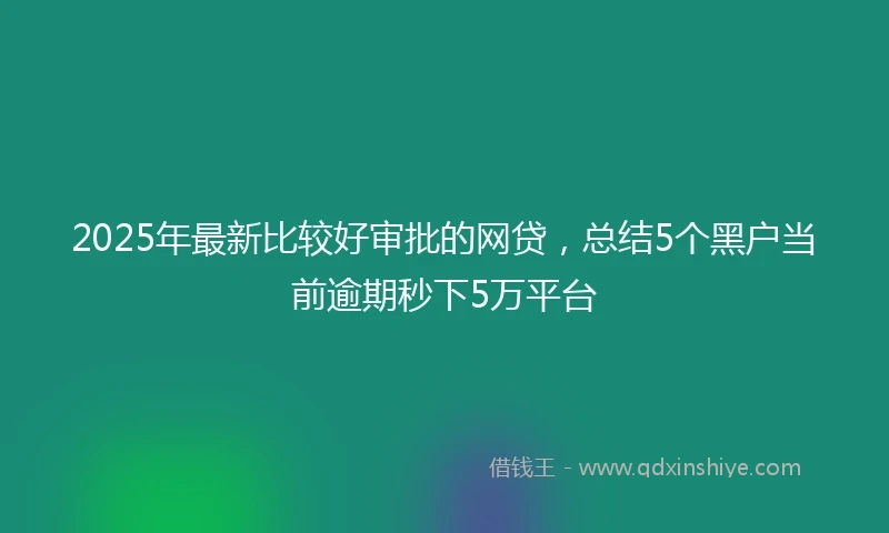 2025年最新比较好审批的网贷，总结5个黑户当前逾期秒下5万平台