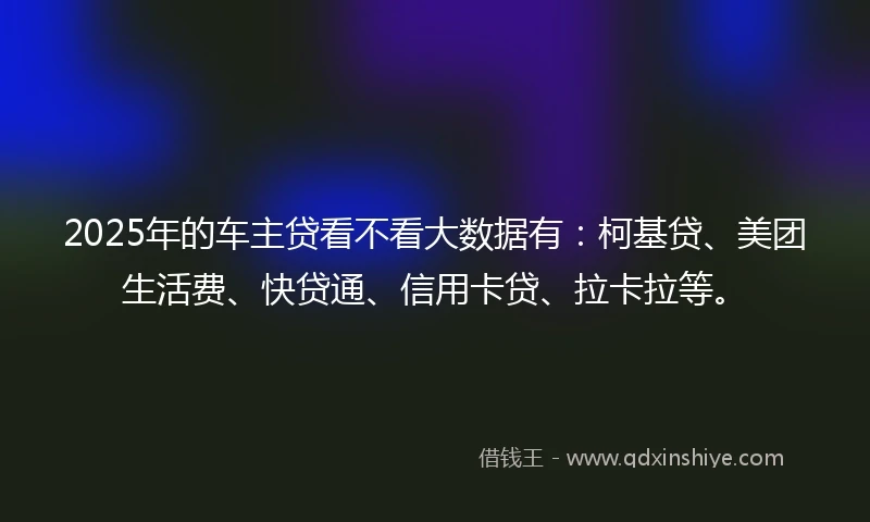 2025年的车主贷看不看大数据有：柯基贷、美团生活费、快贷通、信用卡贷、拉卡拉等。