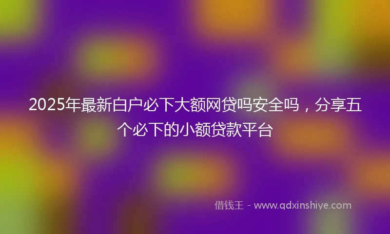 2025年最新白户必下大额网贷吗安全吗，分享五个必下的小额贷款平台