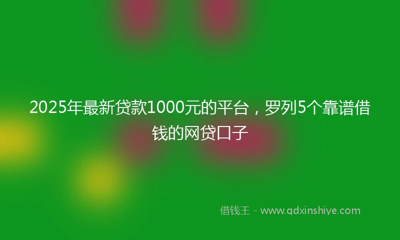 2025年最新贷款1000元的平台，罗列5个靠谱借钱的网贷口子