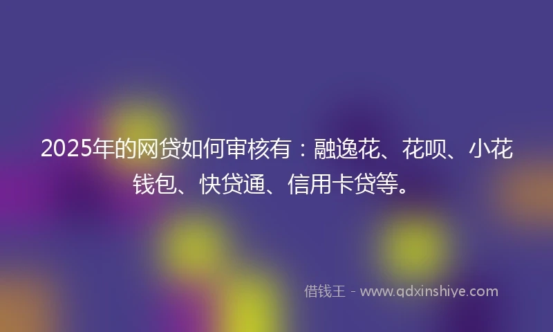 2025年的网贷如何审核有：融逸花、花呗、小花钱包、快贷通、信用卡贷等。
